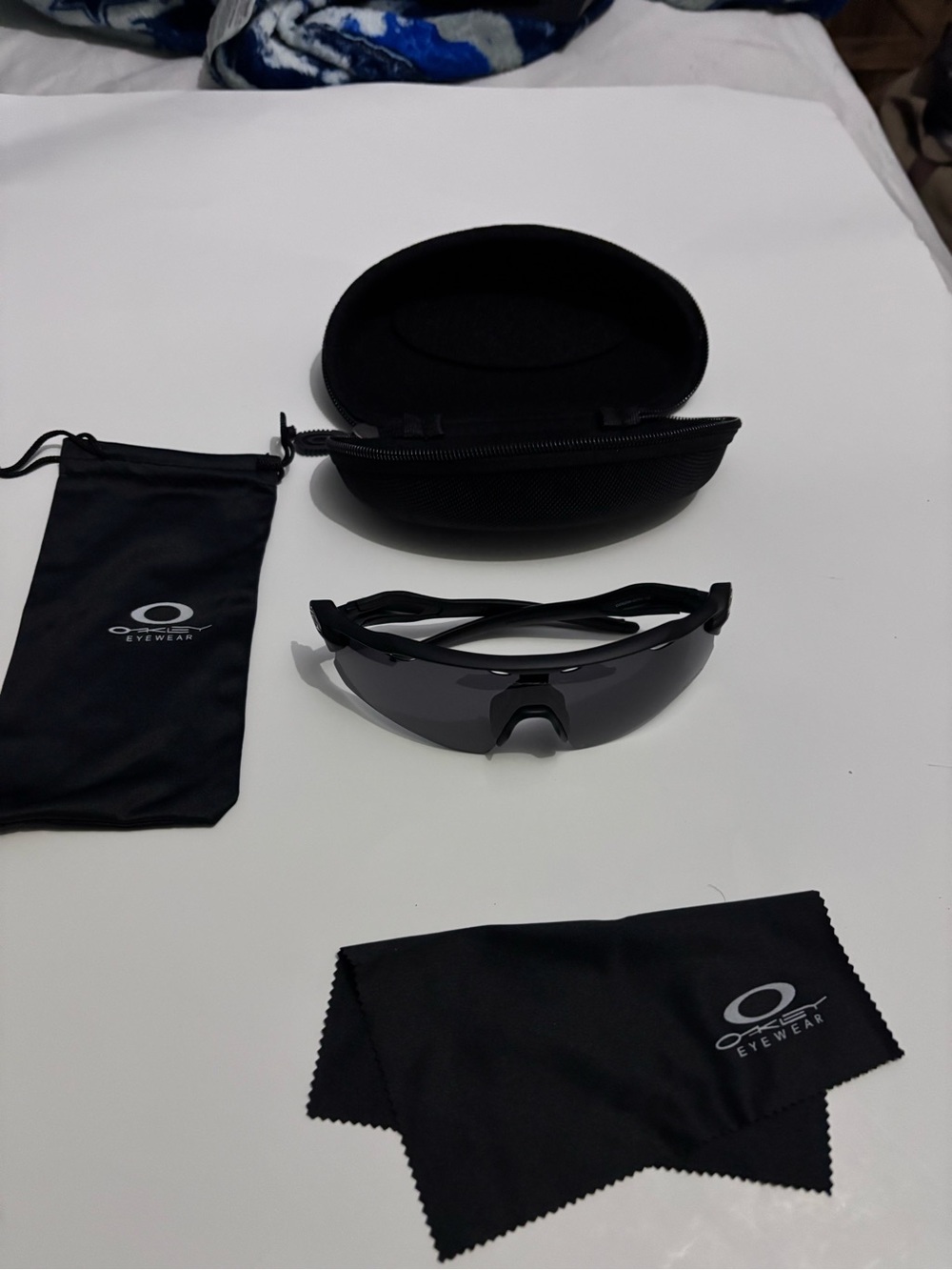 Oakley Black Shield Sport Sunglasses with Case and Pouch